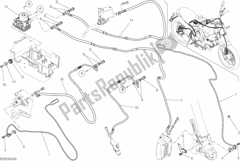 All parts for the Antilock Braking System (abs) of the Ducati Scrambler Urban Enduro Thailand USA 803 2017